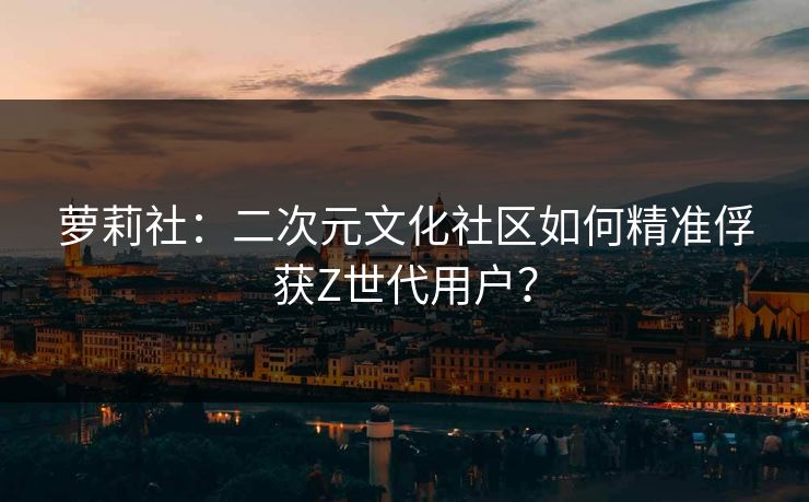 萝莉社：二次元文化社区如何精准俘获Z世代用户？